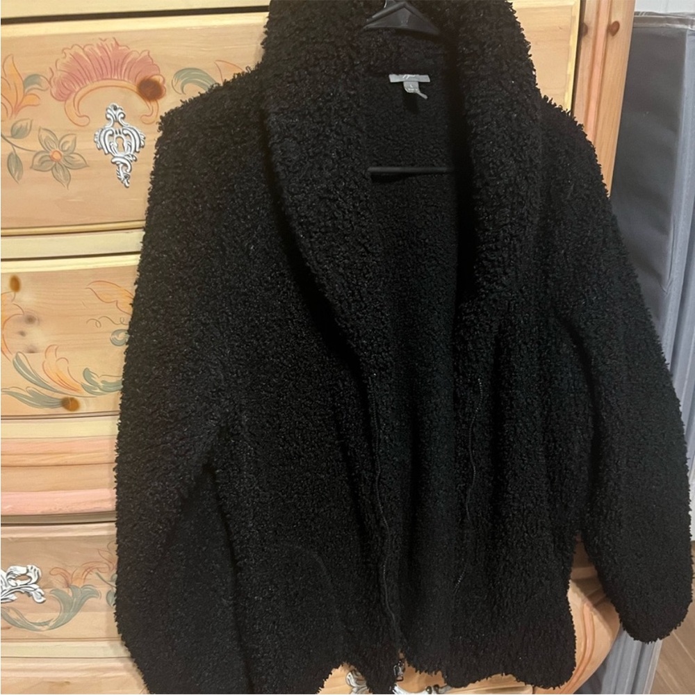 Sherpa teddy plush Black Cozy Jacket soft inside and out